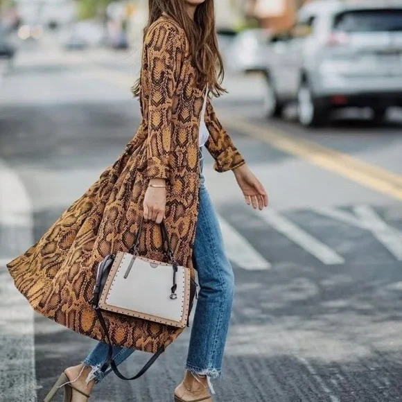 H&M Animal Print Jacket Sz 4 Women Belted Gorgeous - Picture 1 of 10